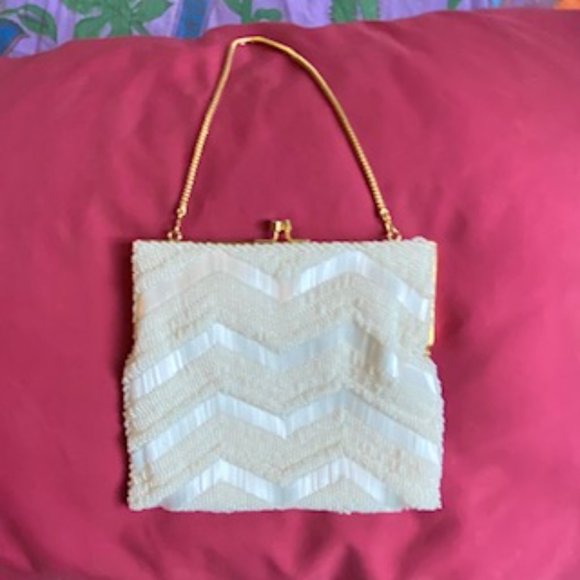White Beaded Evening Bag - Picture 1 of 12